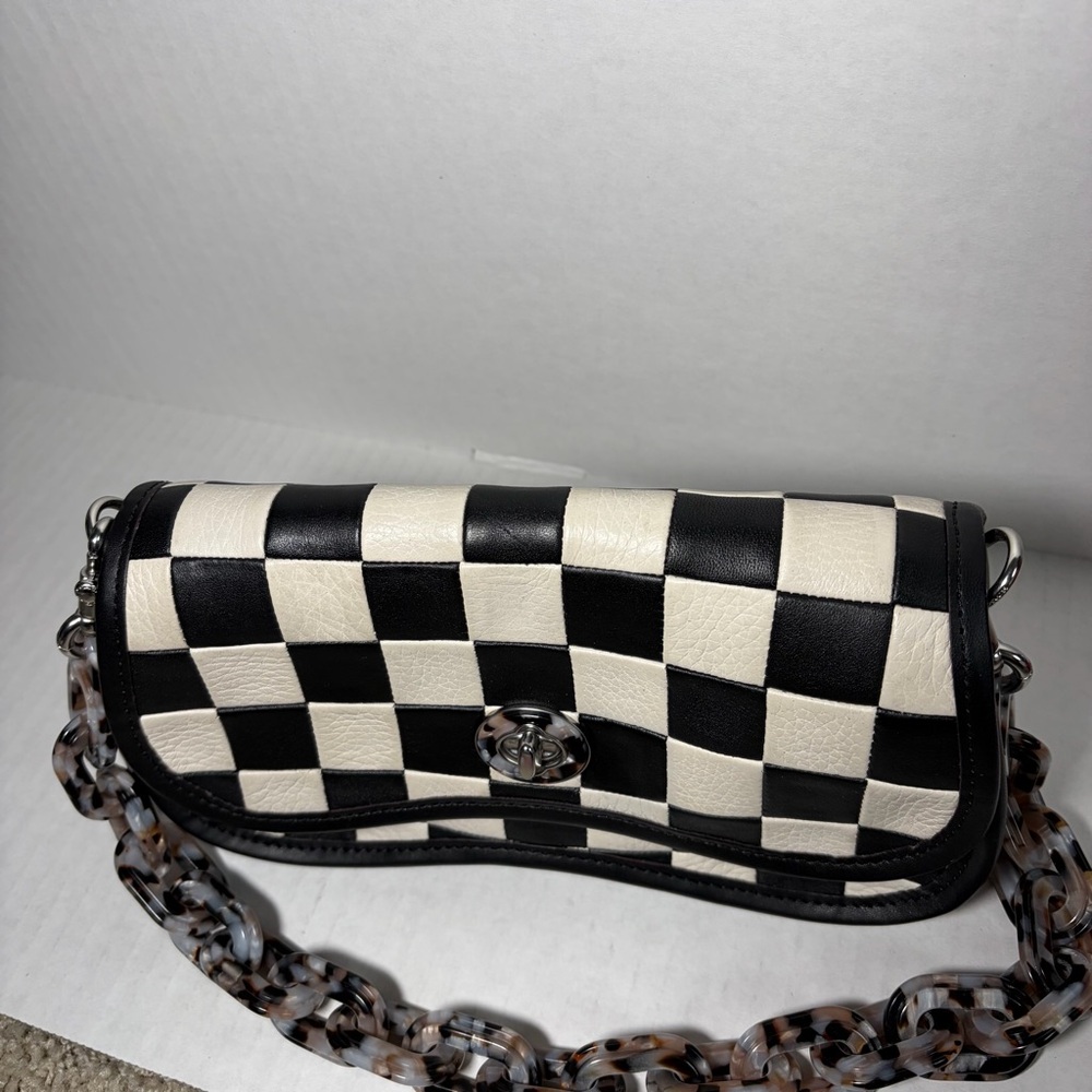 Coach COACHTOPIA CHECKERBOARD LEATHER WAVY DINKY BAG Shoulder Crossbody - Picture 3 of 8